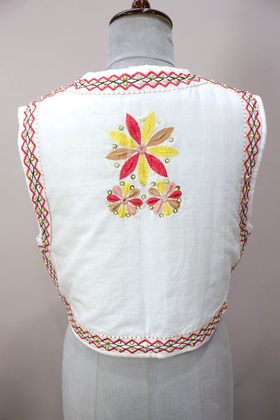 Multicolor Embroidered Indian Ethnic Vest with Tassel Tie Strings and Sequins
