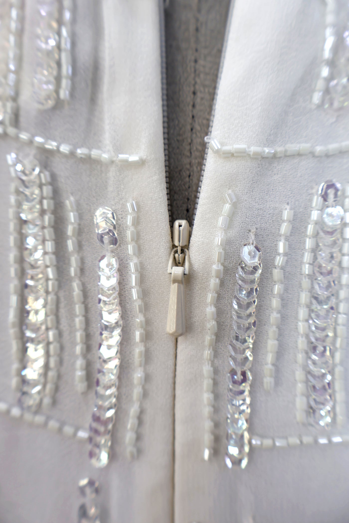 Sequin and BeadsCutdana Embellished Sleeveless White Midi Dress