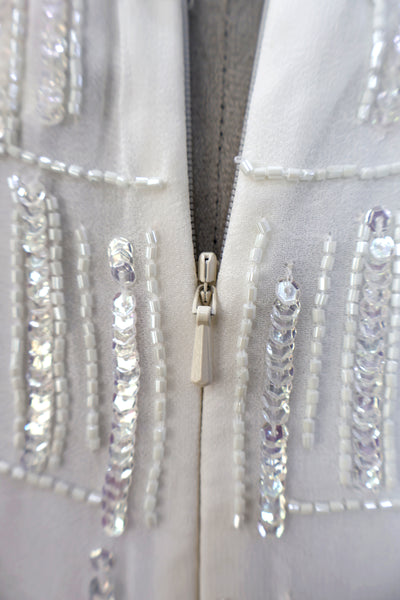 Sequin and BeadsCutdana Embellished Sleeveless White Midi Dress