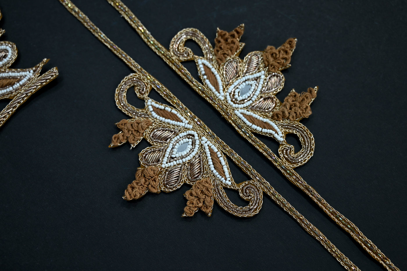 Exquisite Beaded, Mirrors & Threadwork Neckline Sew on Patch