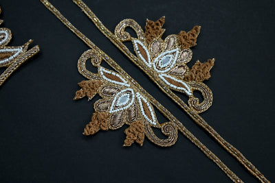 Exquisite Beaded, Mirrors & Threadwork Neckline Sew on Patch