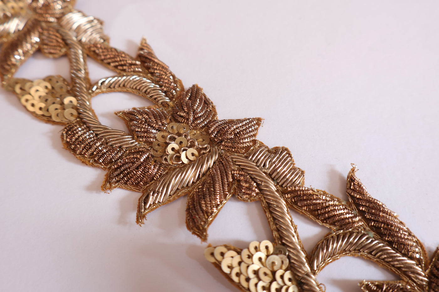 1 Yard - Antique Gold Hand Zardozi Premium Golden Trim