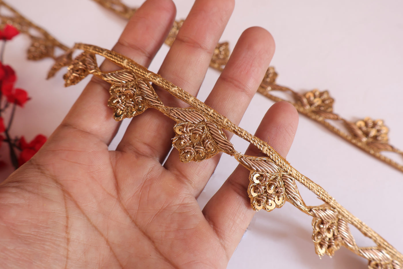 Exquisite Hand Zardozi Antique Gold Indian Zardozi Lace - 1 Yard