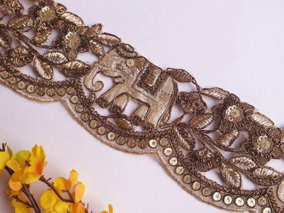 9 Yards - Indian Elephant Design Ethnic Scalloped Lace trim