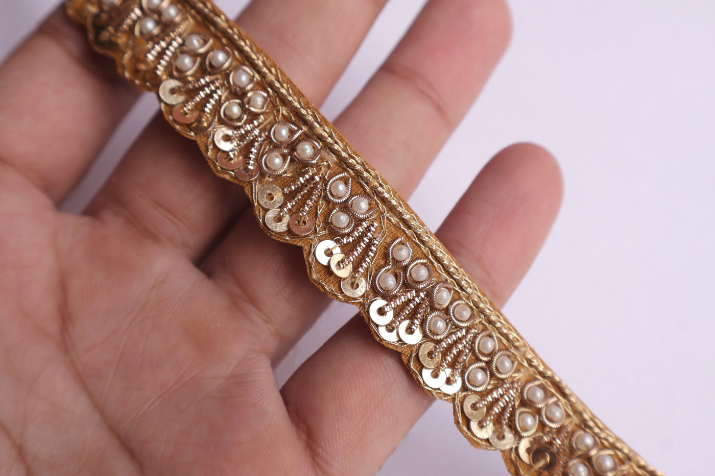 3 Yards - Narrow Zardozi Embroidery Golden Lace