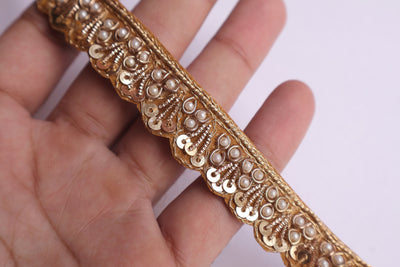 3 Yards - Narrow Zardozi Embroidery Golden Lace
