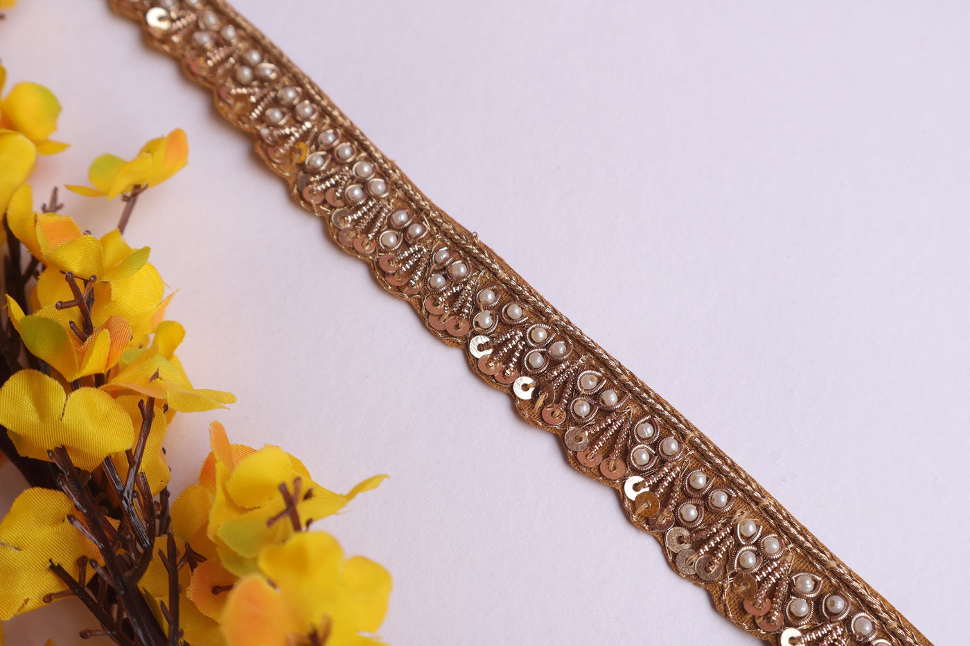 3 Yards - Narrow Zardozi Embroidery Golden Lace