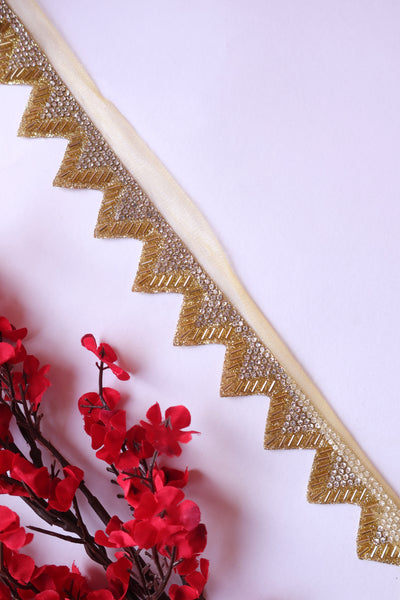 9 Yards - Golden Triangular Zircon & Glass Beads Trim