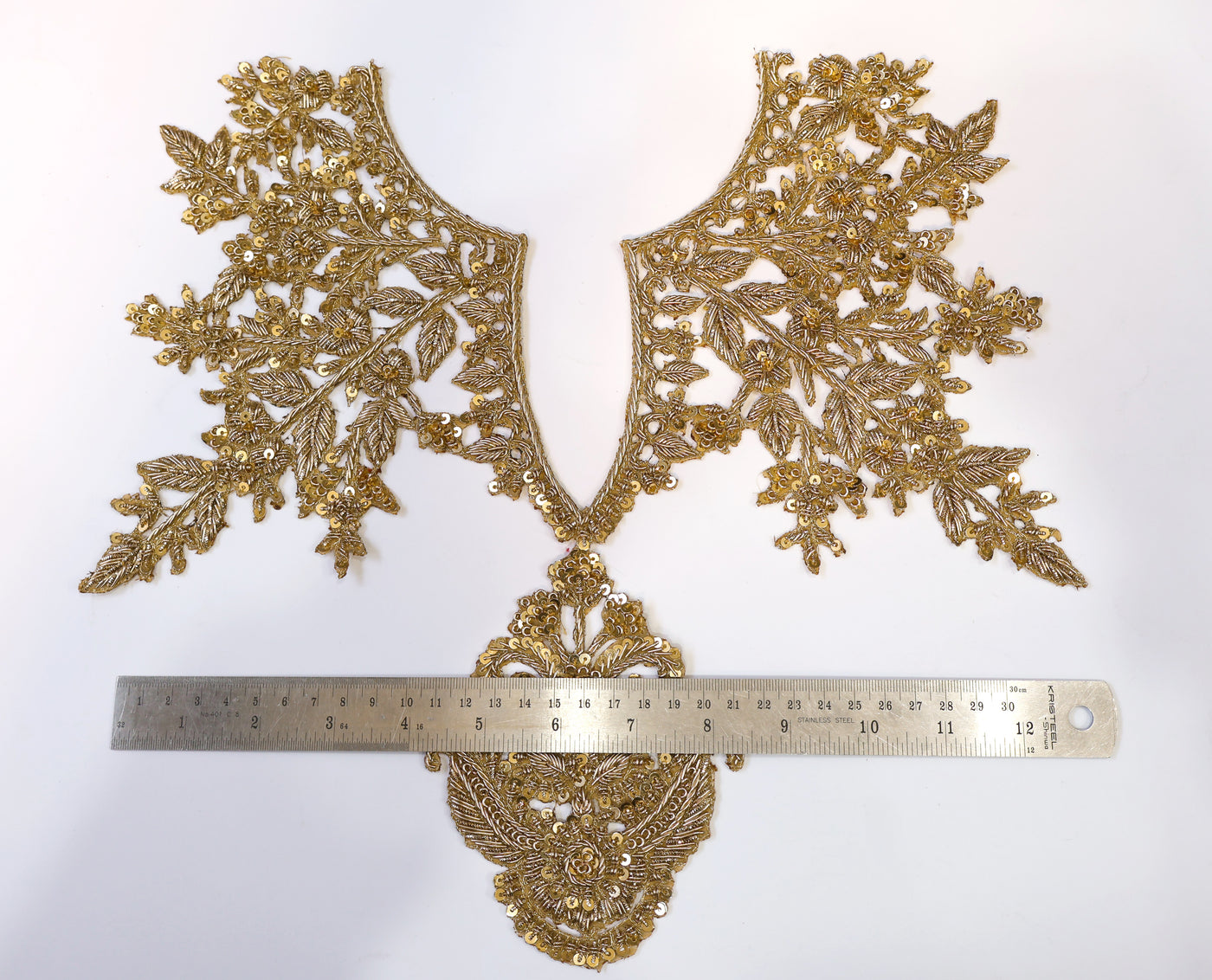 Antique Golden Exquisite Neckline Patch with Collar