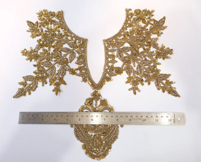 Antique Golden Exquisite Neckline Patch with Collar