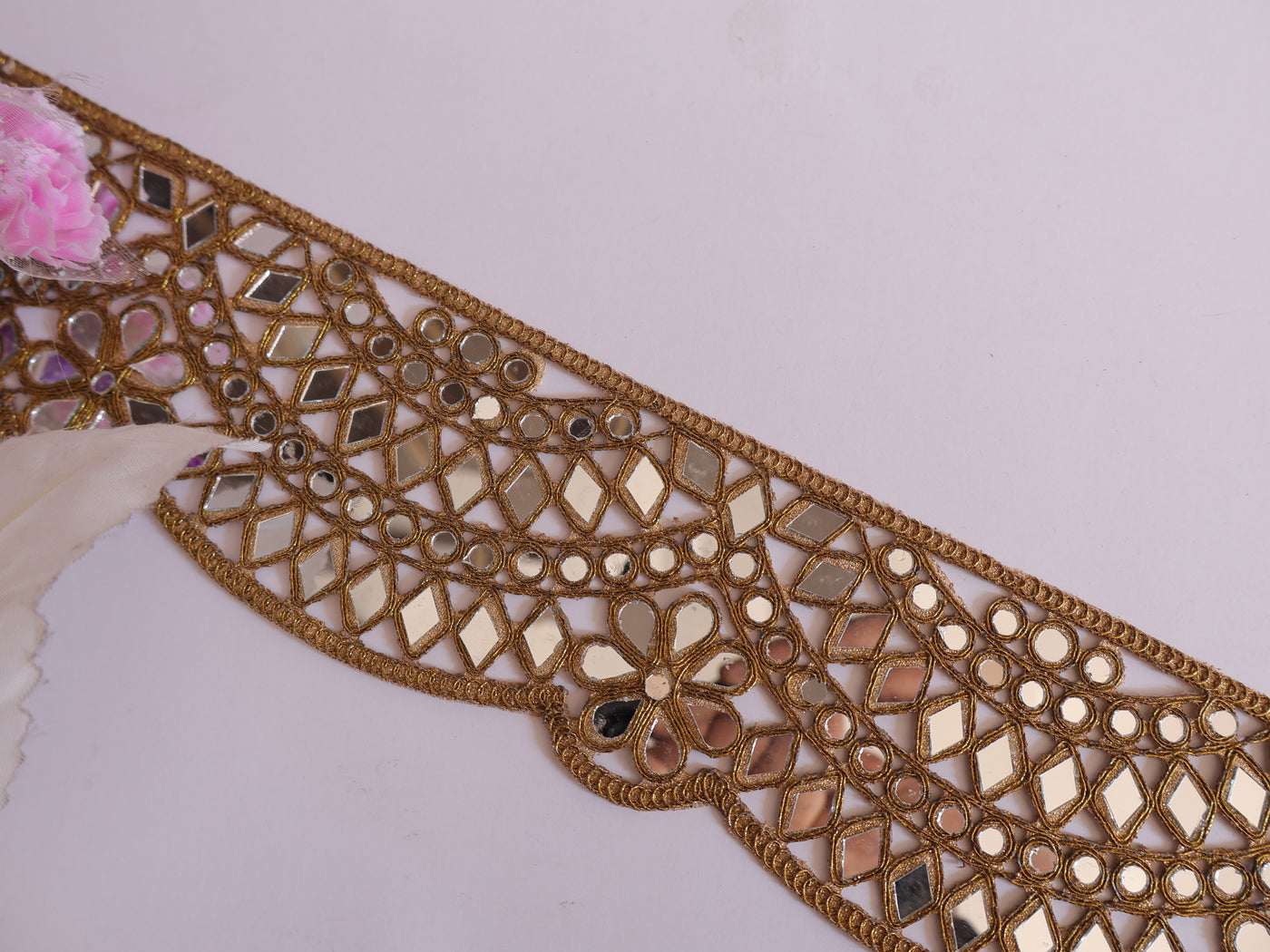 Brown Gold Scalloped Designer Mirror Trim 8 cm Wide - 1 Yard