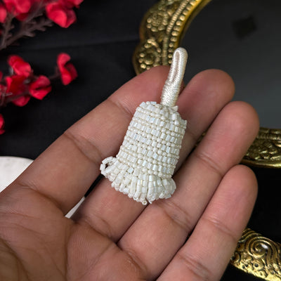 Rose Gold/ White Glass Beads Small Cutdana Tassel Latkan