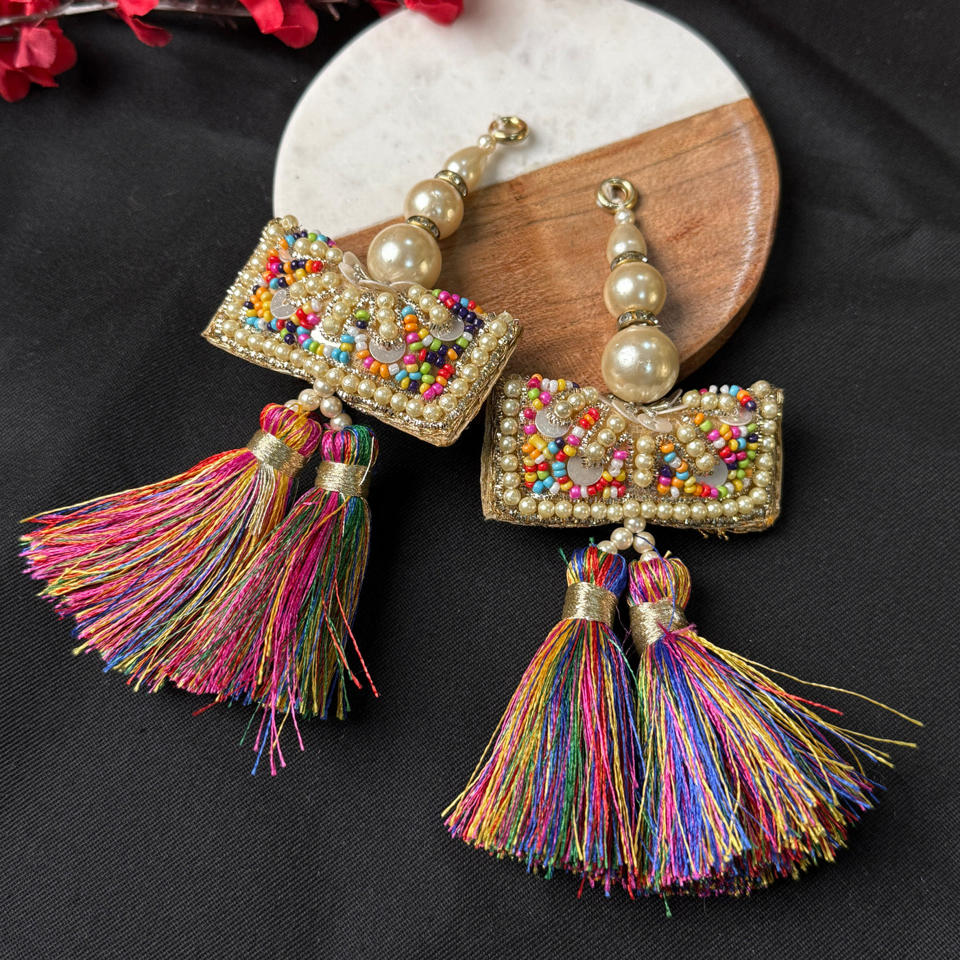 Multi Color Fringe Tassel for Bridal Indian Lehenga - 1 Pair