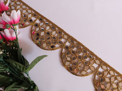 Golden Brown Scalloped Mirror Trim 7 cm Wide - 1 Yard