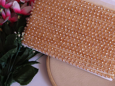 4.5 Yards - Golden Single Line Glass Crystal Narrow Trim1.5cm Wide