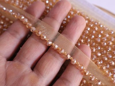 4.5 Yards - Golden Single Line Glass Crystal Narrow Trim1.5cm Wide