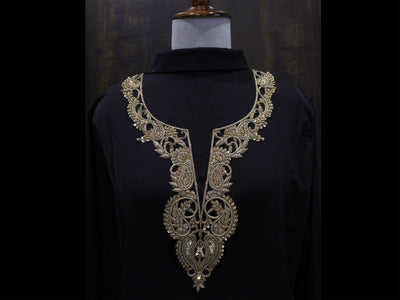Antique Golden Broque Zardozi Neckline Patch with Sleeves