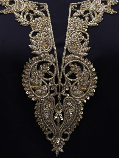 Antique Golden Broque Zardozi Neckline Patch with Sleeves