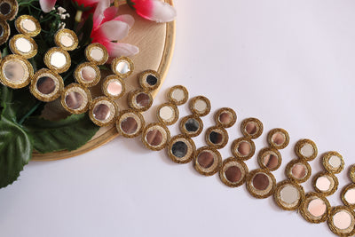 Circular Dark Golden Suspended Mirror Trim, 4.5 cm Wide - 3 Yards