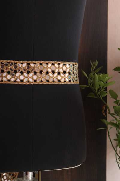 Dark Golden Symmetric Cutwork Mirror Trim 5.5 cm Wide by Yard