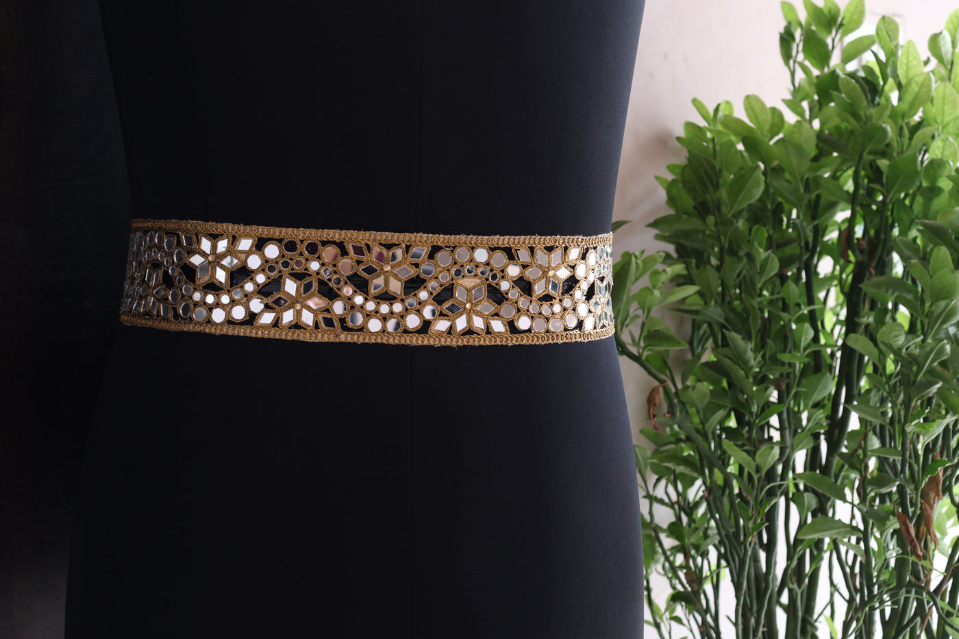 Dark Golden Wave Symmetric Cutwork Trim 6 cm Wide by Yard