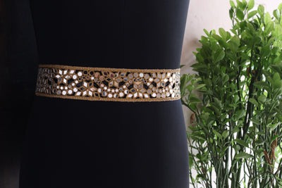 Dark Golden Wave Symmetric Cutwork Trim 6 cm Wide by Yard