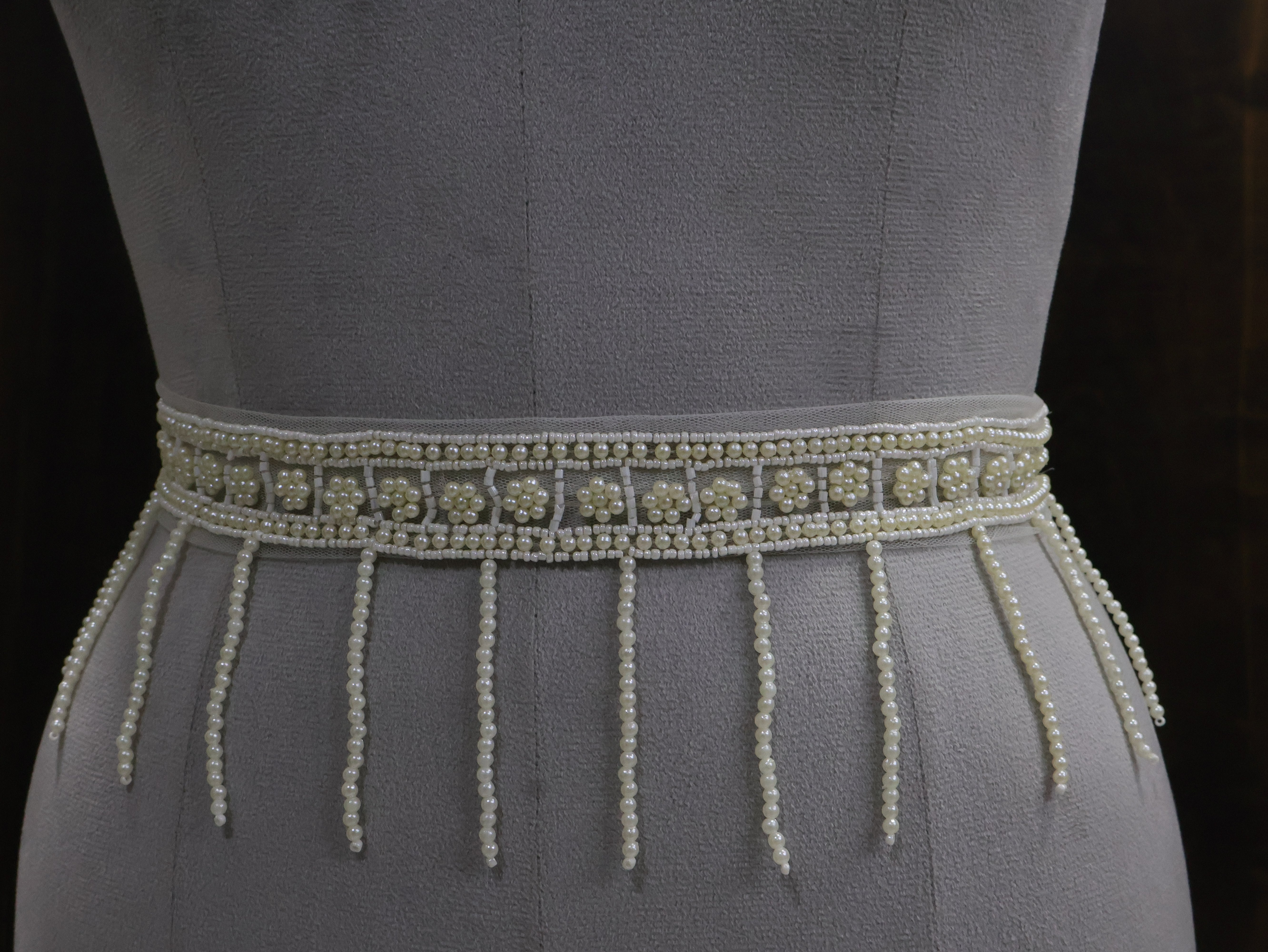 Pearl Embroidered Beaded Mini Cape with Belt: Wedding & Evening