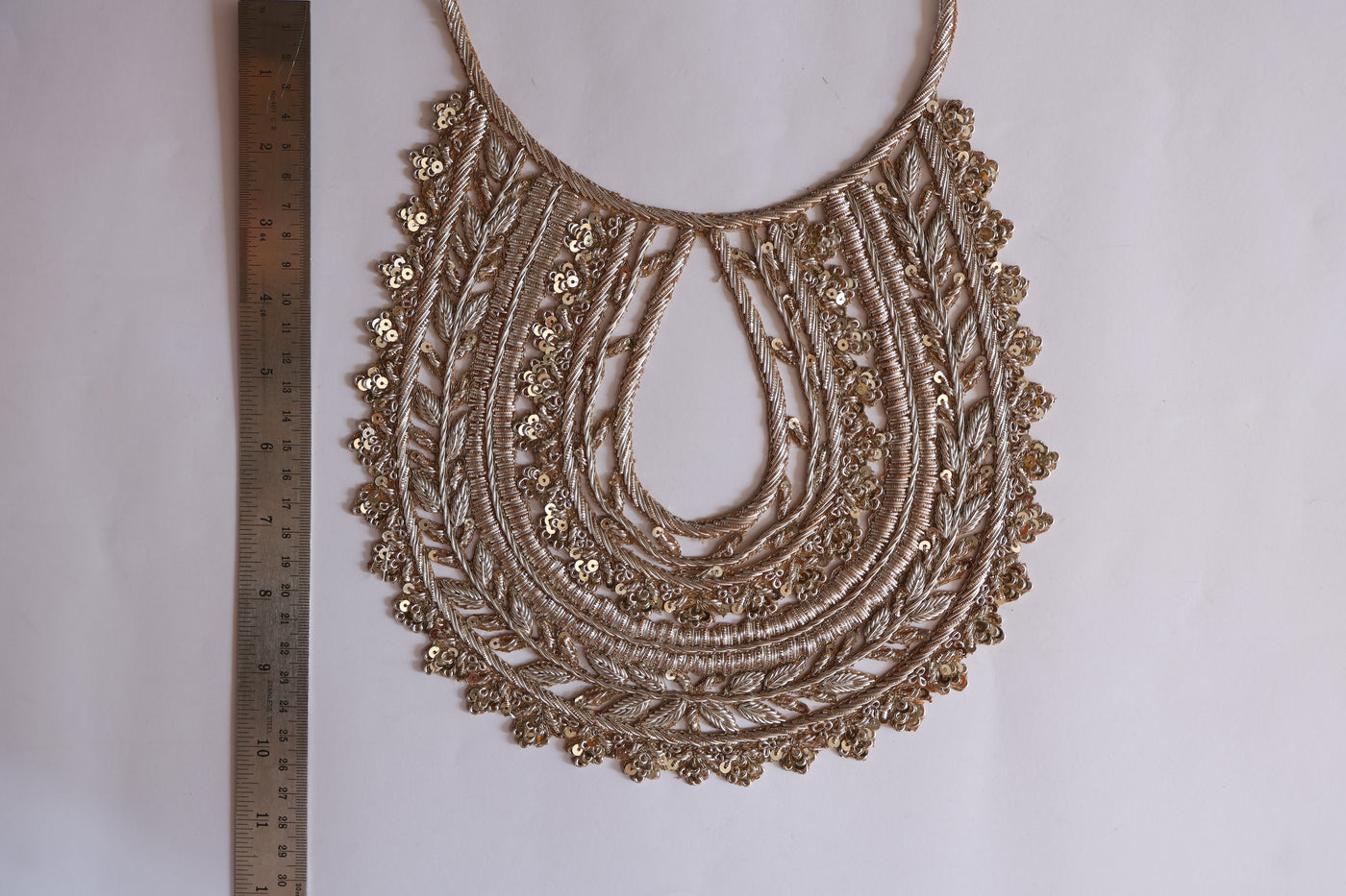 Light Golden Embroidered Round Neckline Sew on Patch