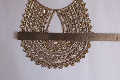 Light Golden Embroidered Round Neckline Sew on Patch