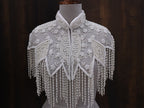 White Pearls Beaded Fringe Bridal Cape: Wedding Cover-Up Shrug