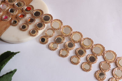 Circular Rose Golden Suspended Mirror Trim, 4.5 cm Wide - 3 Yards