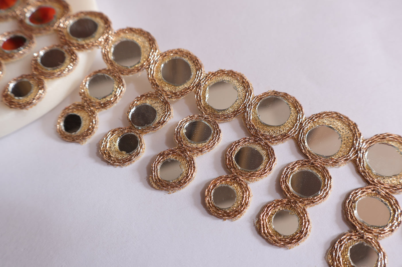 Circular Rose Golden Suspended Mirror Trim, 4.5 cm Wide - 3 Yards