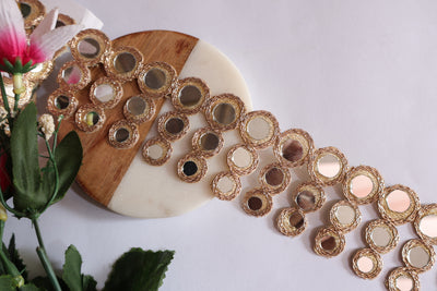 Circular Rose Golden Suspended Mirror Trim, 4.5 cm Wide - 3 Yards