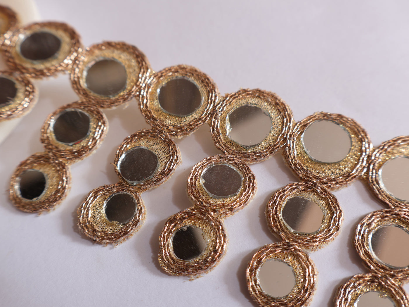 Circular Rose Golden Suspended Mirror Trim, 4.5 cm Wide - 3 Yards