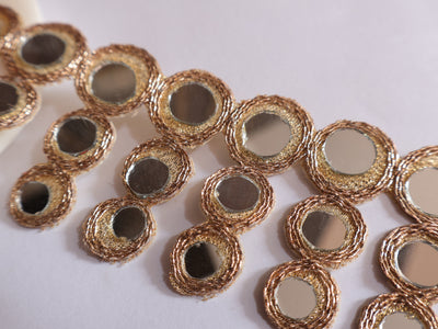 Circular Rose Golden Suspended Mirror Trim, 4.5 cm Wide - 3 Yards