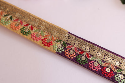 9 Yards - Multicolor Floral Threadwork Narrow Lace Trim