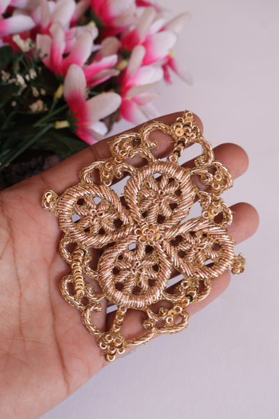 Gold Zardozi Embroidered Patch for Coats & Sherwanis (1 Pc)