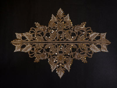 1 Pair - Antique Gold Sleeves Patch, Zardozi Indian Decorative Patch