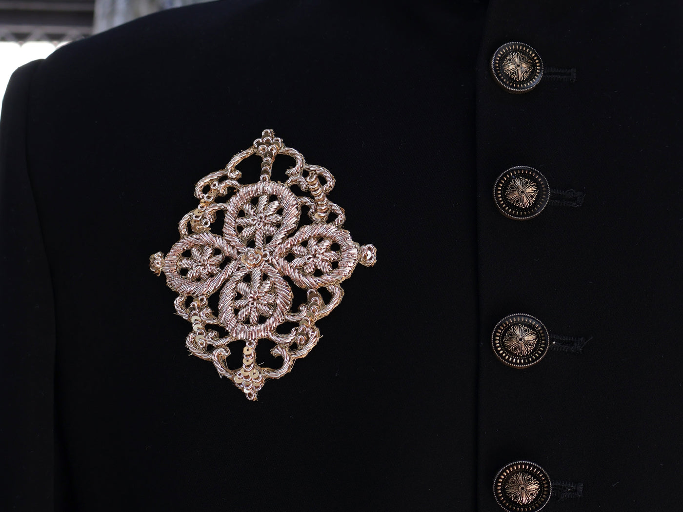 Gold Zardozi Embroidered Patch for Coats & Sherwanis (1 Pc)