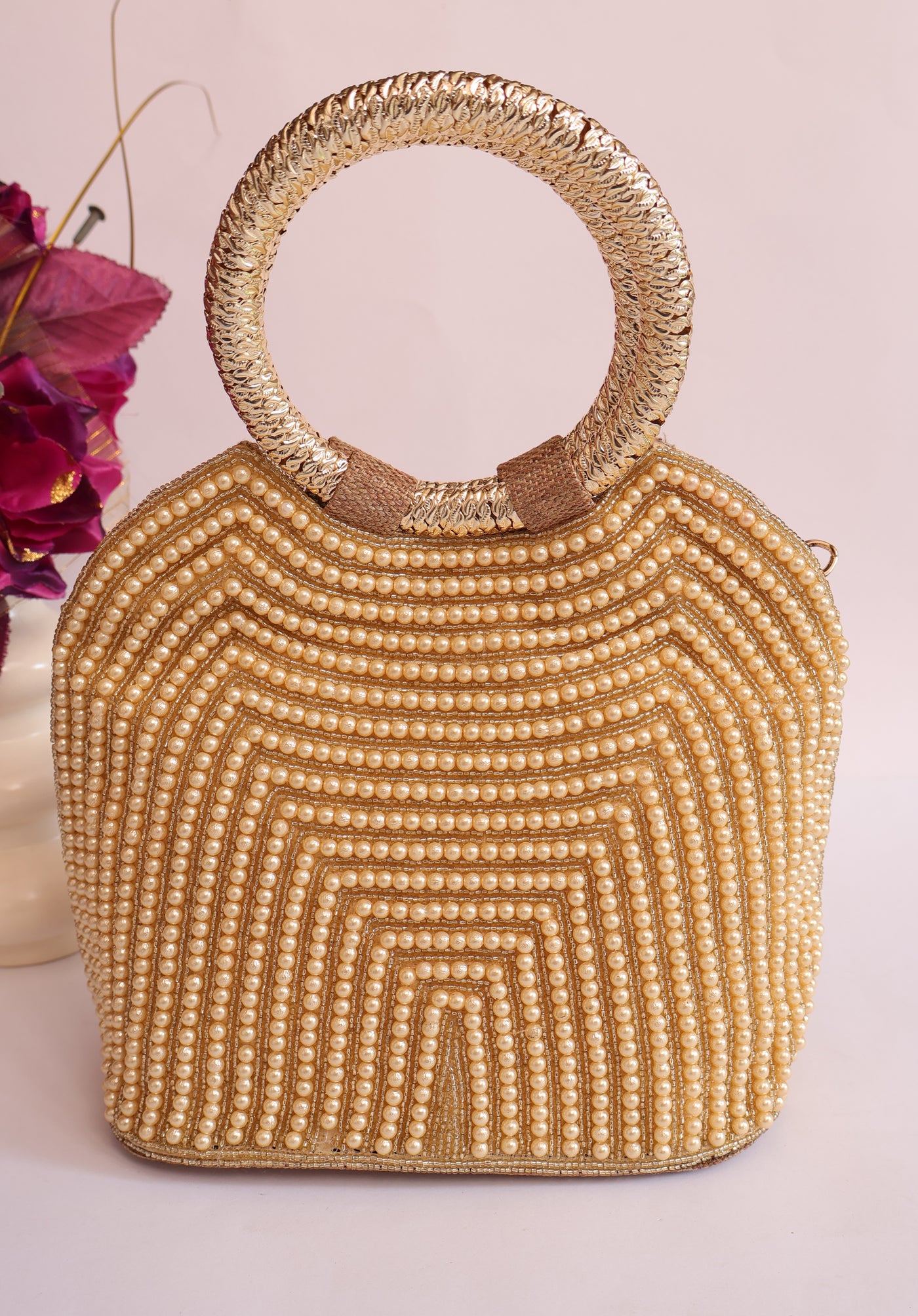 Luxury Champagne Gold Bridal Zircon Handbag, Wedding Clutch