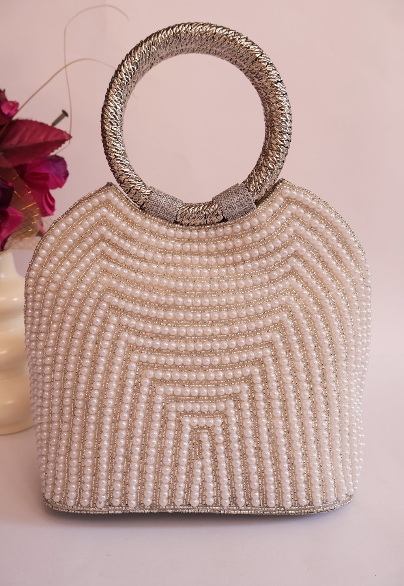 Luxury Silver Bridal Zircon Handbag, Indian Wedding Clutch