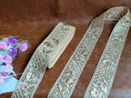 Gold Sequin Embroidered Trim: Indian Sari Border Lace, 9 Yards