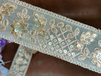 Gold Sequin Embroidered Trim: Indian Sari Border Lace, 9 Yards