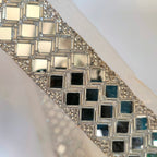 Silver Mirror Sari Border: Zircon & Glass Bead Indian Trim - 3.5cm Wide