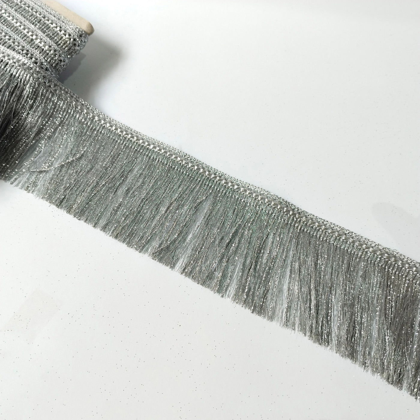 Sparkly Silver Fringe Lace Trim: 7cm Wide Sewing Crafting