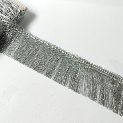 Sparkly Silver Fringe Lace Trim: 7cm Wide Sewing Crafting