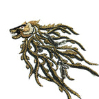 Handcrafted Gold & Black Tiger Applique Patch: Indian Embroidered Cutdana Artwork