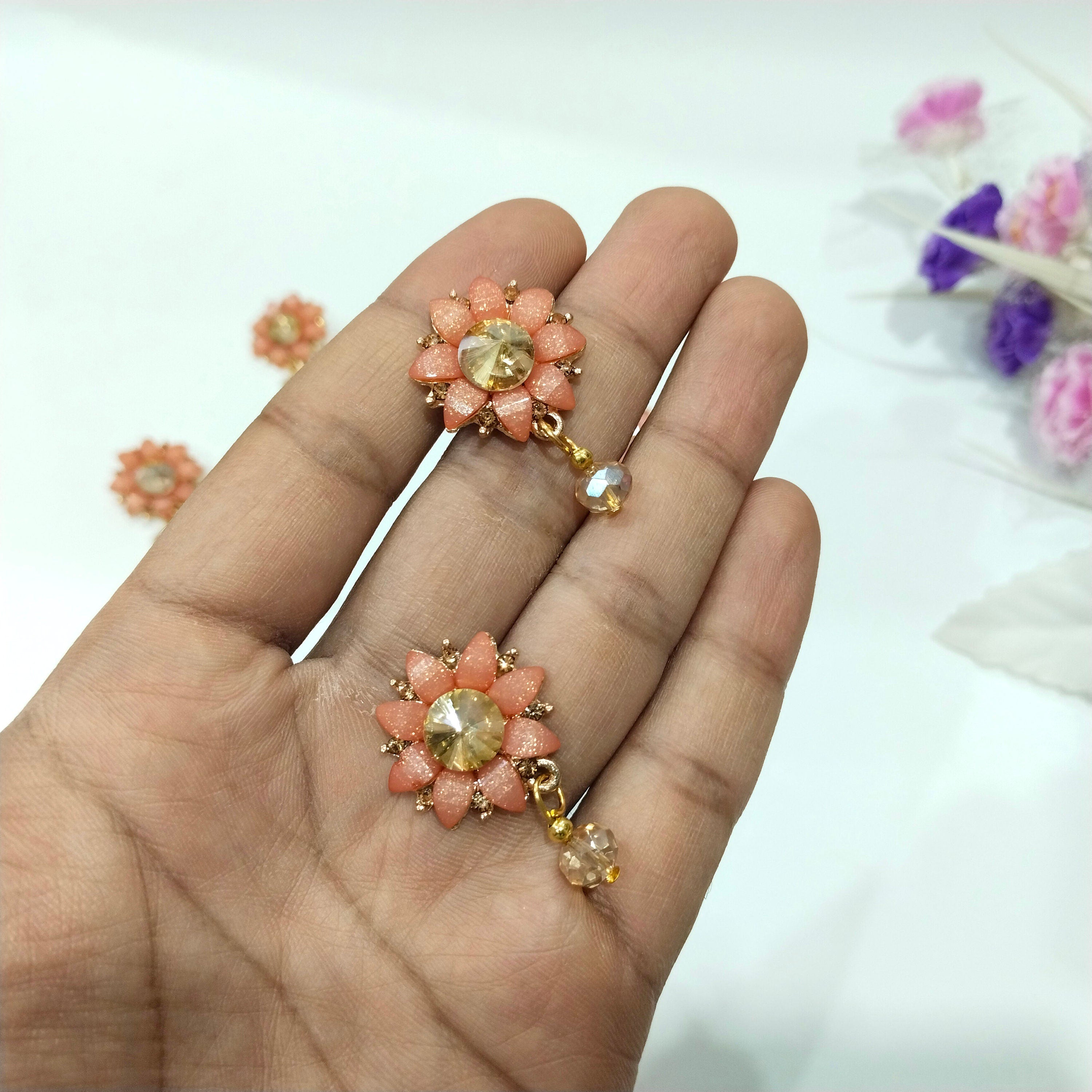 Floral Rhinestone Crystal Embellishments: Sewing Decoration, Garment Artwork (Pack of 10)