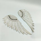 Handcrafted Sequin Wing Applique: Golden Black & Angelic White Bead Embroidery