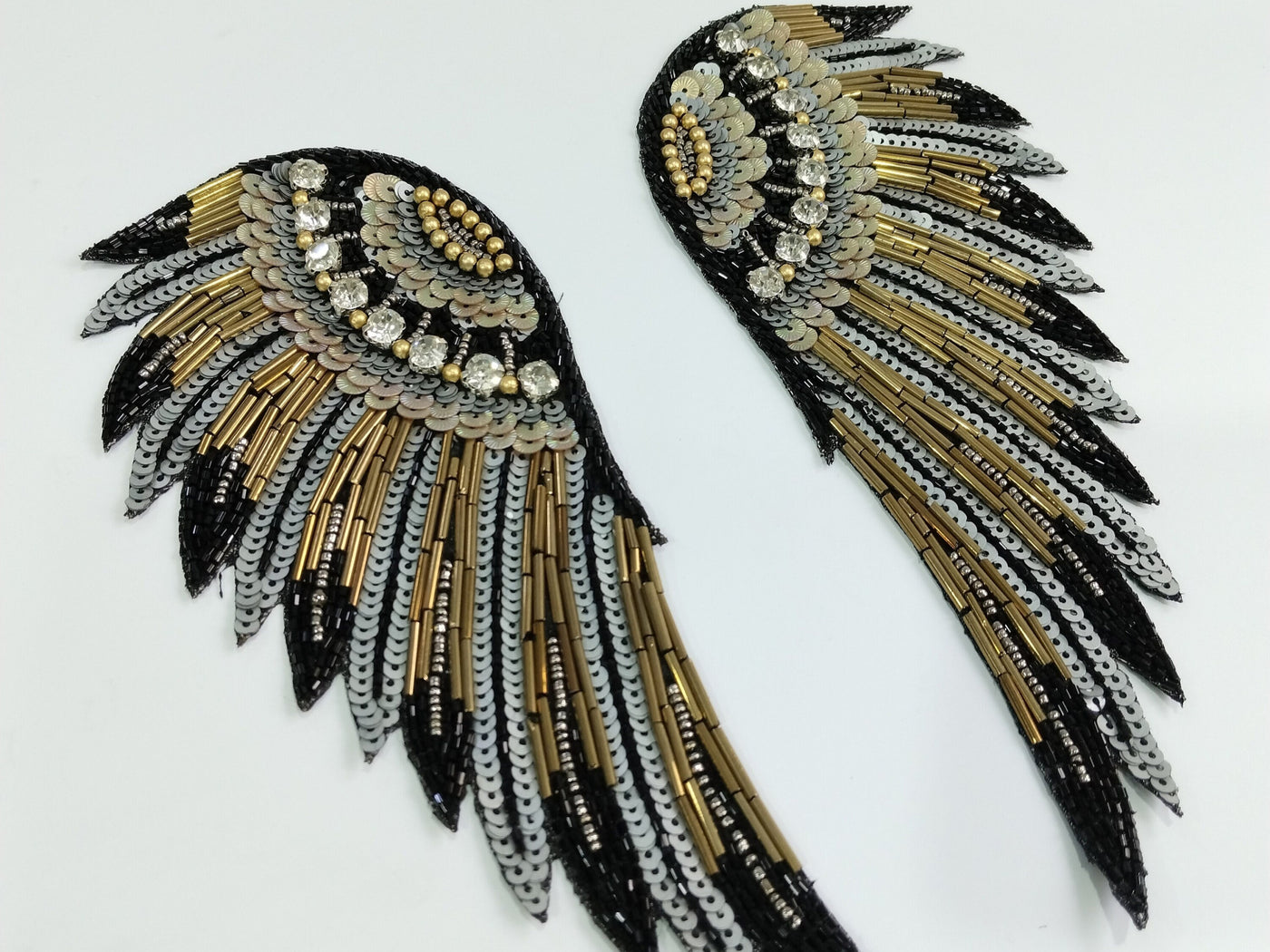 Black & White Handcrafted Indian Sequin Applique Patch